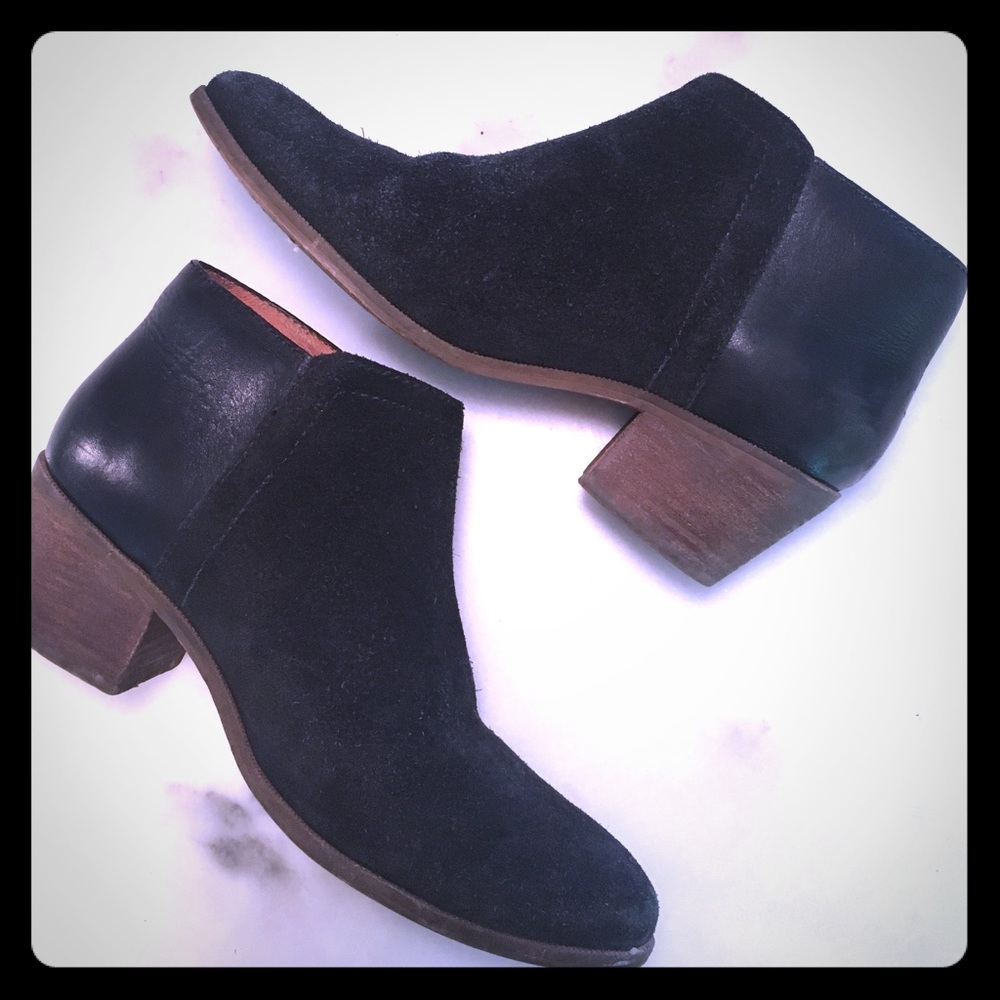Madewell Cait Black Leather/Suede Boots